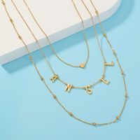 Fashion Alloy Letter Angel Simple Stacking Multi-layer Love Necklace Clavicle Chain main image 4