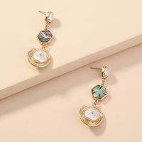 Fashion Baroque Pearl Abalone Shell Long Fringed Symmetrical Earrings Wholesale main image 2