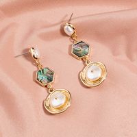 Fashion Baroque Pearl Abalone Shell Long Fringed Symmetrical Earrings Wholesale main image 5