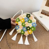 Hand-woven Tassel Embroidered Women's New Messenger Small Round Bag 18*18*2cm main image 3
