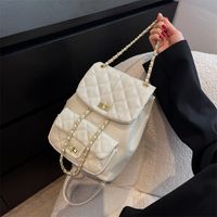 Texture Rhombus Embroidery Line Shoulder Backpack Fashion New Women's Bag 21*26*13cm main image 3
