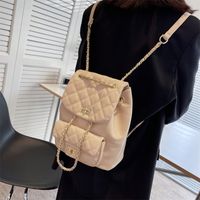 Texture Rhombus Embroidery Line Shoulder Backpack Fashion New Women's Bag 21*26*13cm main image 5