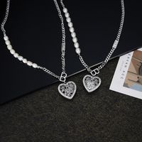 Niche Fashion Pearl Copper Heart-shaped Necklace Collarbone Chain main image 3