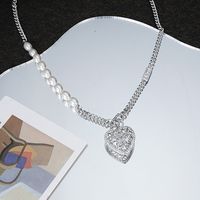 Niche Fashion Pearl Copper Heart-shaped Necklace Collarbone Chain main image 5