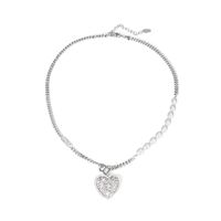Niche Fashion Pearl Copper Heart-shaped Necklace Collarbone Chain main image 6