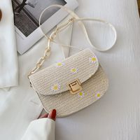 Vintage Daisy Embroidery Woven Chain Messenger Straw Bag Wholesale 20*16*6cm sku image 1
