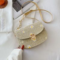 Vintage Daisy Embroidery Woven Chain Messenger Straw Bag Wholesale 20*16*6cm sku image 2