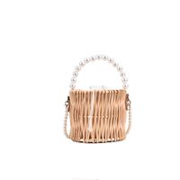 Woven Fashion Pearl Small Fashionable Shoulder Bucket Bag 16*14*16cm sku image 1