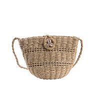 Sac À Bandoulière Seau En Rotin Tissé Paille Vintage 23 * 17 * 12cm sku image 2