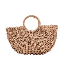 Straw Woven New Semi-circular Woven Casual Women's Spring Beach Bag 44*24*8cm sku image 1