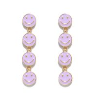 Simple Multi-color Long Oil Drip Tassel Smiley Earrings Wholesale sku image 3