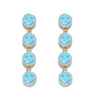 Simple Multi-color Long Oil Drip Tassel Smiley Earrings Wholesale sku image 4