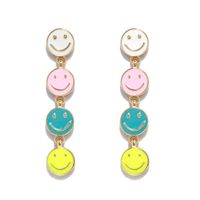 Simple Multi-color Long Oil Drip Tassel Smiley Earrings Wholesale sku image 6