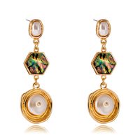 Fashion Baroque Pearl Abalone Shell Long Fringed Symmetrical Earrings Wholesale sku image 1