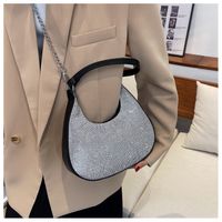 2022 New Fashion Rhinestone Shoulder Messenger Chain Crescent Bag 25.5*7.5*23cm sku image 1