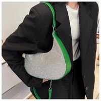 2022 New Fashion Rhinestone Shoulder Messenger Chain Crescent Bag 25.5*7.5*23cm sku image 2