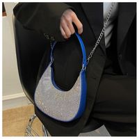 2022 New Fashion Rhinestone Shoulder Messenger Chain Crescent Bag 25.5*7.5*23cm sku image 8