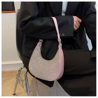 2022 New Fashion Rhinestone Shoulder Messenger Chain Crescent Bag 25.5*7.5*23cm sku image 10