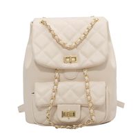 Texture Rhombus Embroidery Line Shoulder Backpack Fashion New Women's Bag 21*26*13cm sku image 3