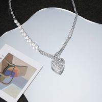 Niche Fashion Pearl Copper Heart-shaped Necklace Collarbone Chain sku image 1