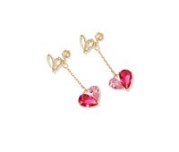 Long Letter Love Heart-shaped Crystal Glass Diamond Drop Earrings sku image 1