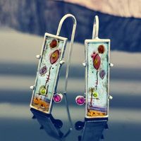 New Hand-painted Flower Enamel Women's Diamonds Retro Earrings main image 2