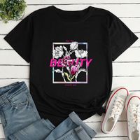 T-shirt Décontracté Ample À Imprimé De Roses À La Mode Pour Femmes main image 1
