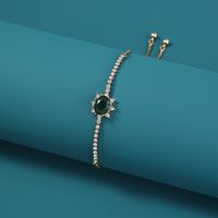 2022 Popular Creative Oval Emerald Inlaid Zircon Venice Adjustable Bracelet Bracelet Jewelry main image 3