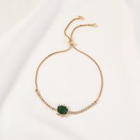 2022 Popular Creative Oval Emerald Inlaid Zircon Venice Adjustable Bracelet Bracelet Jewelry main image 7