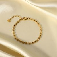 New Fashion Simple Oval Bead Jewelry14k Gold Plated Stainless Steel Bracelet main image 3