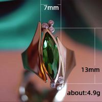 Jewelry Shape Set Green Marquise Zircon Copper Plated Rose Gold Engagement Ring main image 4