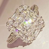 Full Diamond Micro-encrusted Zircon Copper Ring Women's Fashion Engagement Hand Jewelry main image 1