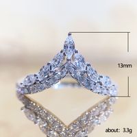 New Fashion V-shaped Micro-encrusted Zircon Female Princess Copper Ring main image 6