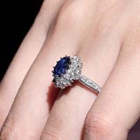 Fashionable Engagement Oval Blue Zircon Diamond New Copper Ring main image 3