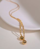 New Tassel Ball Small Gold Bean Titanium Steel Plated 18k Gold Necklace main image 6