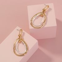 Simple Water Drop Shape Geometric Contrast Color Alloy Drop Earrings main image 4