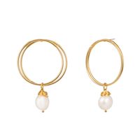 Fashion Brands Exaggerated Double Circle Pearl Drop Earrings Wholesale main image 6