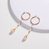 Fashion Pearl Long Tassel Pink Pearl Drop Earrings Wholesale main image 2