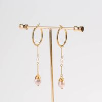 Fashion Pearl Long Tassel Pink Pearl Drop Earrings Wholesale main image 4