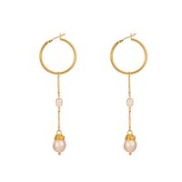 Fashion Pearl Long Tassel Pink Pearl Drop Earrings Wholesale main image 6