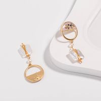 Fashion Inlaid Painting Oil Color Shell Square Pearl Drop Earrings Wholesale main image 3