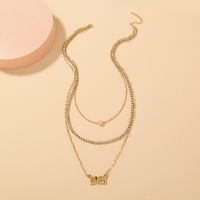 Fashion Diamond-studded Claw Chain Retro Gothic Letter Multi-layer Necklace Women main image 4