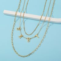 Fashion Metal Letter Baby Necklace Retro Style Multi-layer Necklace Women main image 5