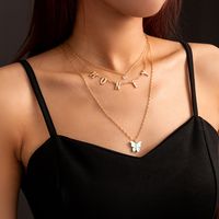 Fashion Ladies Butterfly Letter Pendent Multi-layer Alloy Necklace Collarbone Chain main image 1