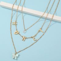 Fashion Ladies Butterfly Letter Pendent Multi-layer Alloy Necklace Collarbone Chain main image 3