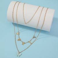 Fashion Ladies Butterfly Letter Pendent Multi-layer Alloy Necklace Collarbone Chain main image 5