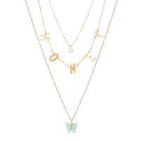Fashion Ladies Butterfly Letter Pendent Multi-layer Alloy Necklace Collarbone Chain main image 6