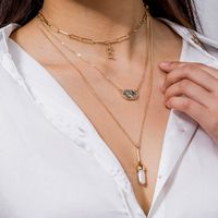 Mode Nouveau Collier De Perles De Goutte D&#39;eau Multicouche En Forme De Diamant En Forme De Coquille D&#39;ormeau main image 5