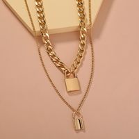 Punk Hip-hop Exaggerated Thick Chain Double Lock Pendant Necklace Sweater Chain main image 3