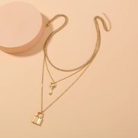 Retro Multi-layered Necklace Lock Key Pendant Alloy Clavicle Chain Wholesale main image 3